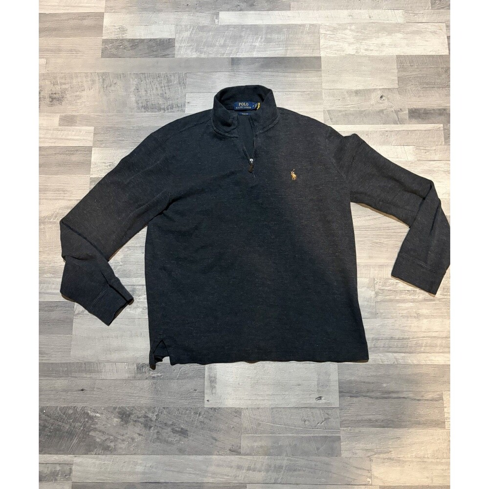 Polo Ralph Lauren Men’s M Estate Rib 1/4 Zip Sweater dark grey Heather